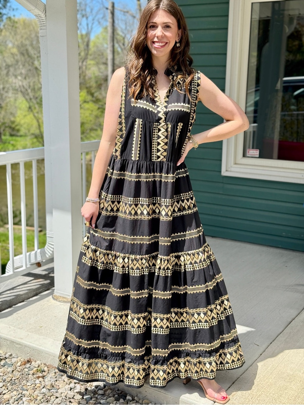 AETHER CONCEPT GOLDEN SANTORINI MAXI DRESS Size Medium